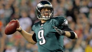 The Philadelphia Eagles' Nick Foles throwing a football.