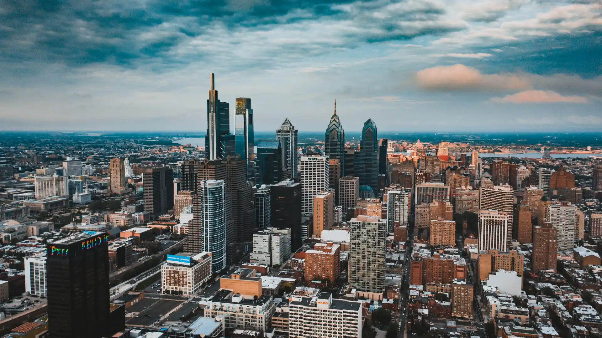Photo from high above Philadelphia looking down