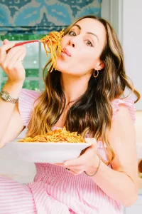 Kathleen Ashmore eating pasta