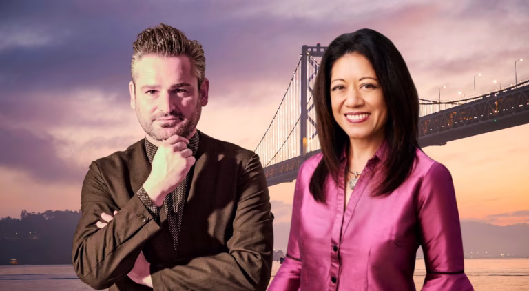 Frederik G. Pferdt and Charlene Li in front of the Golden Gate Bridge